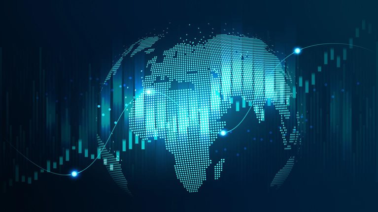 Futuristic concept of global network suitable for world financial technology Economic trends - stock photo