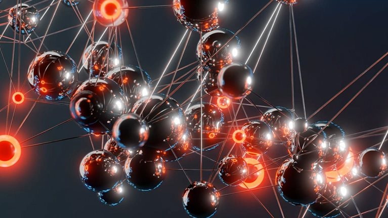 Abstract geometrical background with lines and dots.