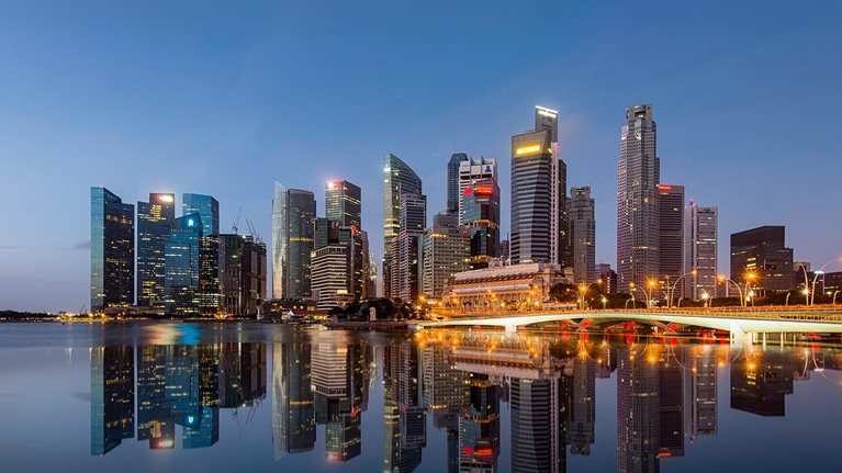 Twilight morning at Downtown. The Downtown Core surrounds the mouth of the Singapore River and southeastern portion of its watershed, and is part of the Central Area.