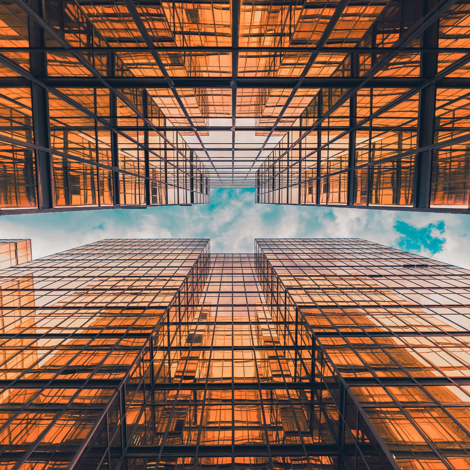 Time lapse Uprisen angle of Hong Kong skyscraper with reflection of clouds among high buildings - stock video