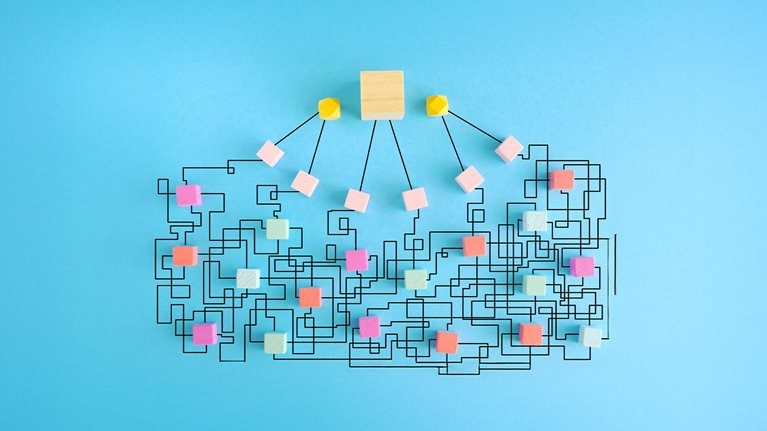 Complex messy management, organization and innovation, chaotic decision tree, complicated business process
