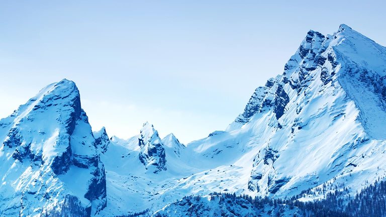 Snowcapped Mount Watzmann in the Berchtesgadener Land, Bavaria/ Germany