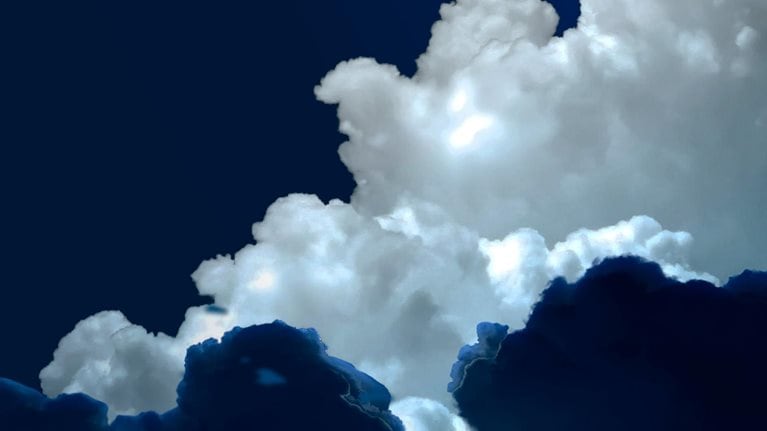 illustration clouds behind trees