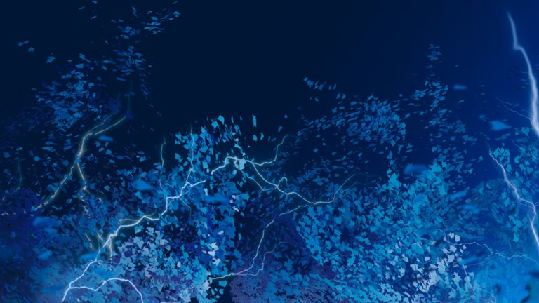 Illustration of trees in a storm