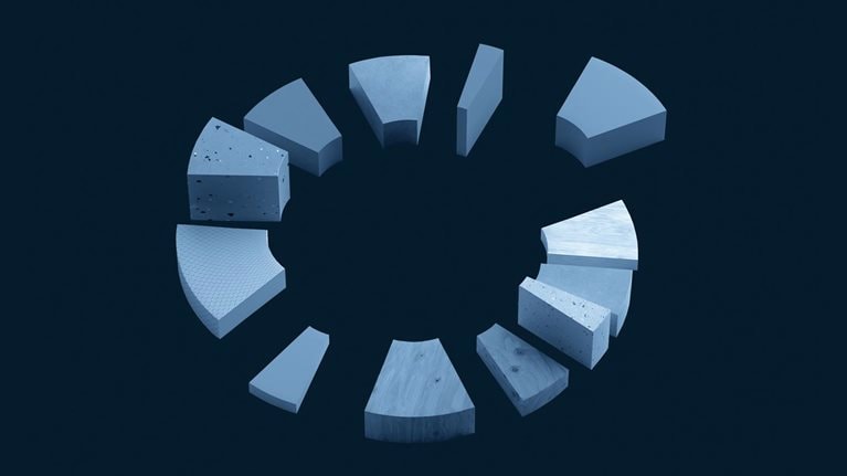 Multicolored donut/pie chart - stock photo