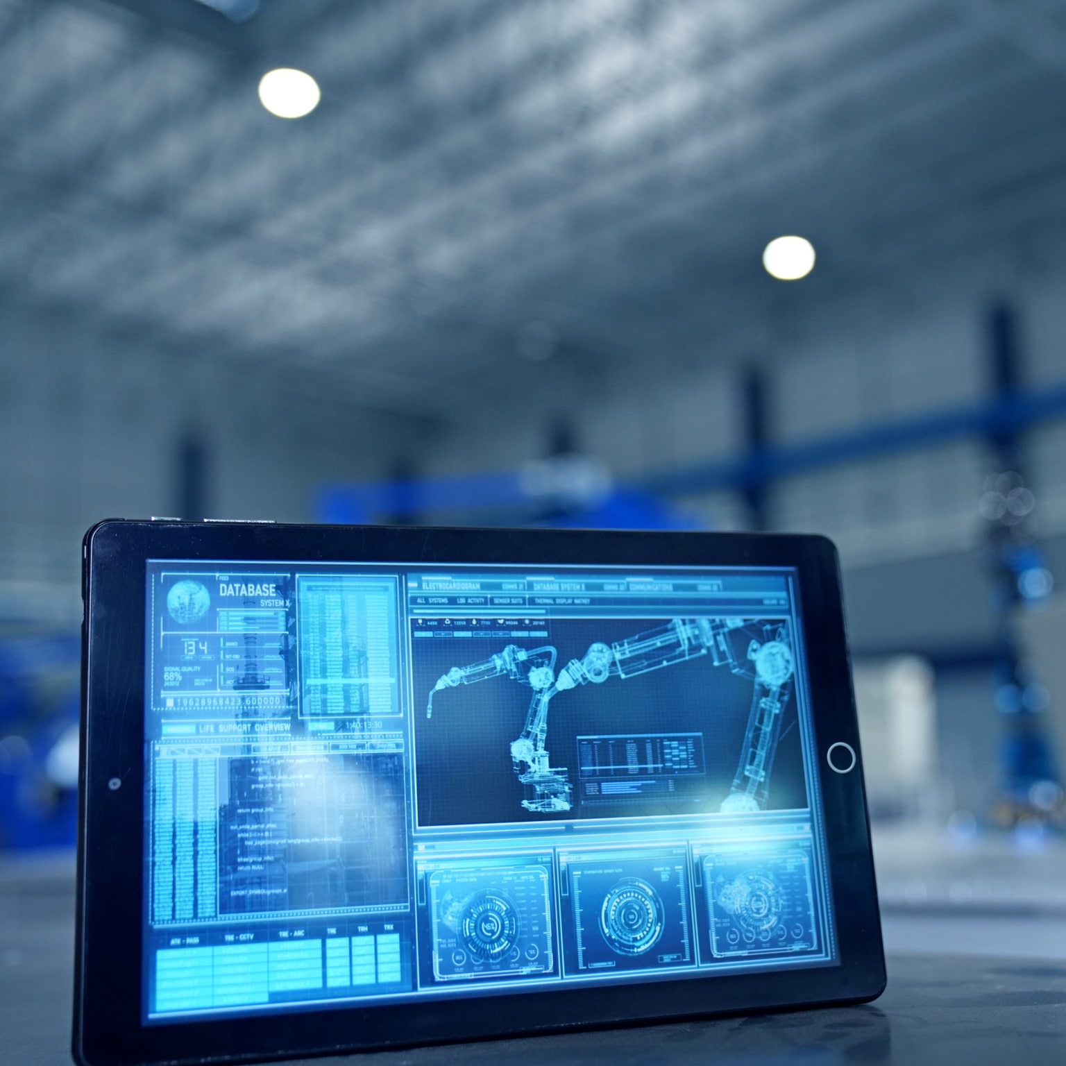 Robot arm being tested by professional development engineer