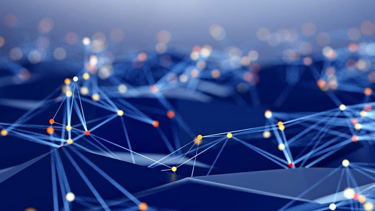 Abstract background of spheres and wire-frame