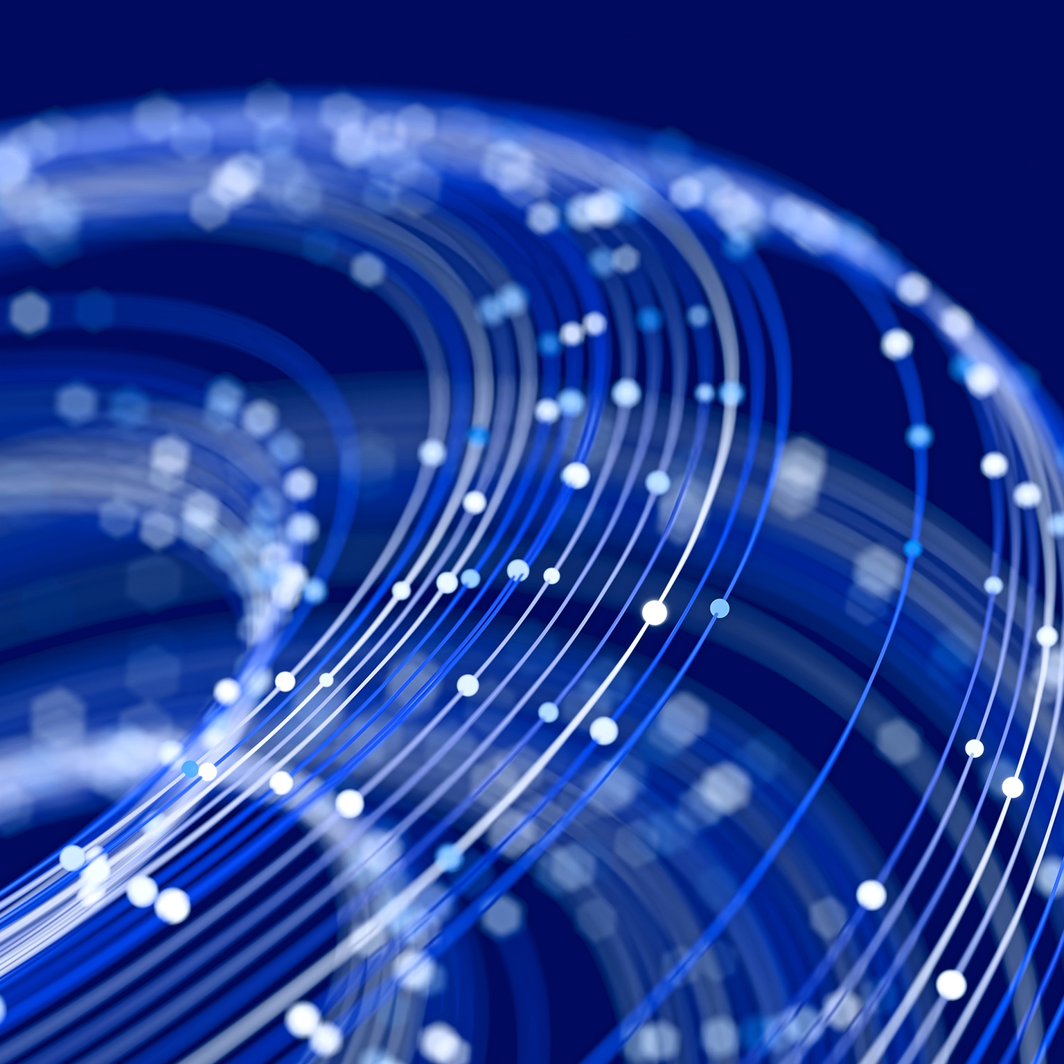 Spheres and their trails representing the flow of information through cyberspace