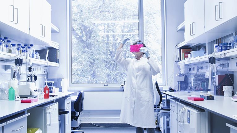 Female biologist working in a laboratory