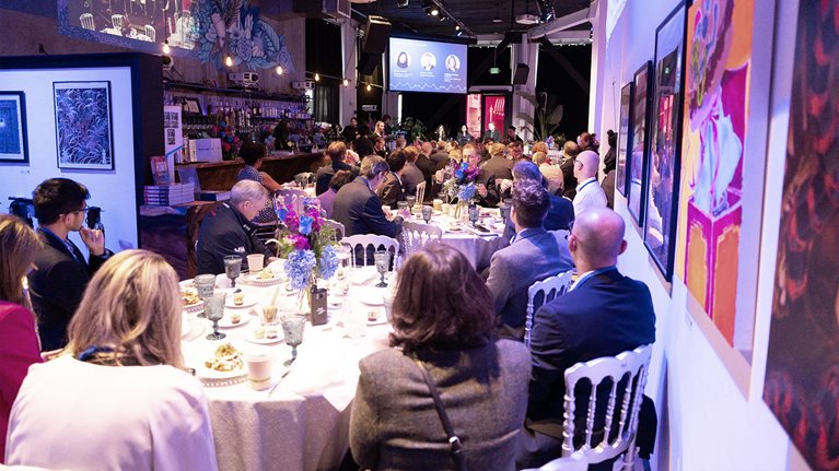 This image captures a McKinsey Life Sciences leadership dinner hosted by Delphine Nain Zurkiya on March 14, 2024.