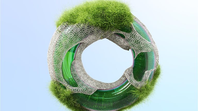 Digital generated image of organic shape made up of naturals materials. Ecosystem.