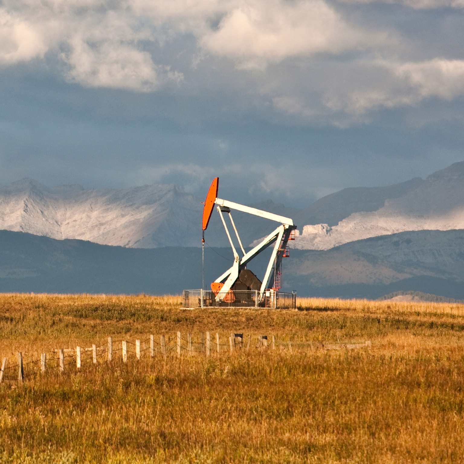 Oil Rig in Alberta in Fall - stock photo