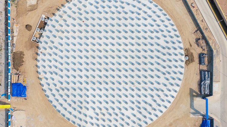 LNG storage tank under construction - stock photo