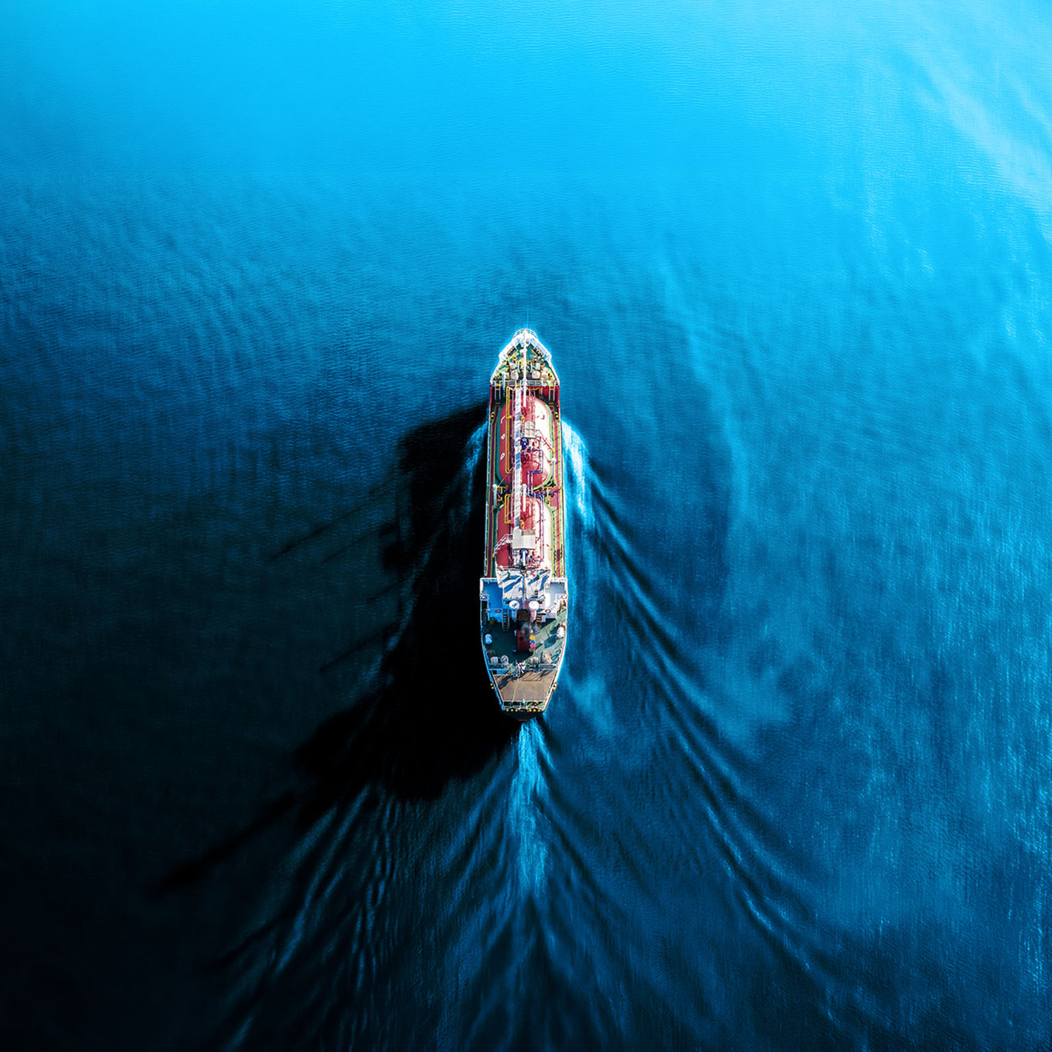 Aerial view Ship Tanker Liquefied Petroleum Gas on the sea.
