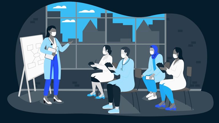 illustration doctors attending presentation