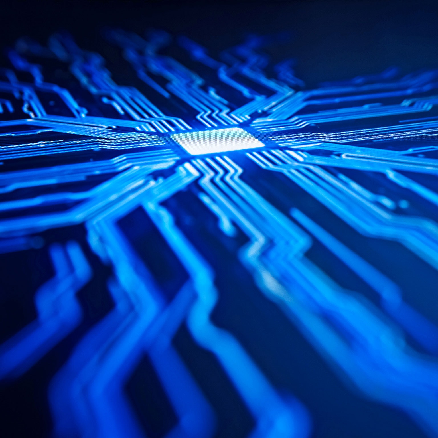 White square radiating blue rays