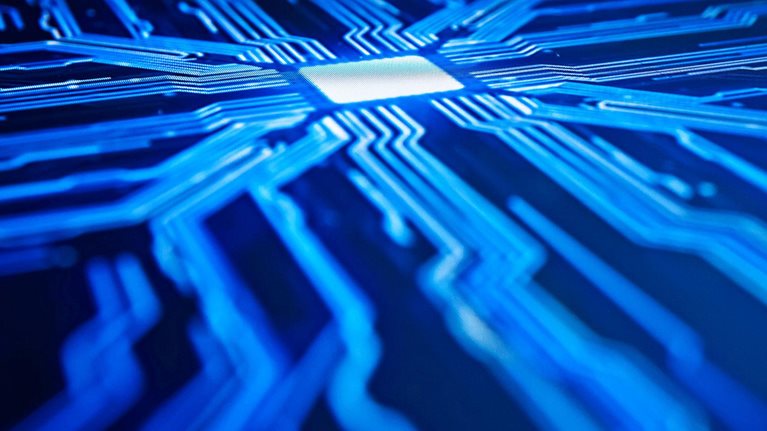 White square radiating blue rays