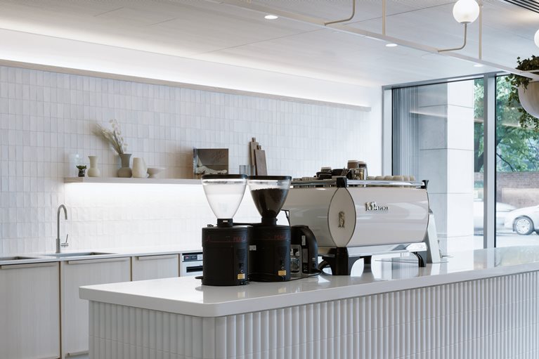 Dropbox’s Dublin Studio was purpose-built for collaborative work, and includes this café, where employees can make free espressos and cappuccinos, chat, and recharge.
