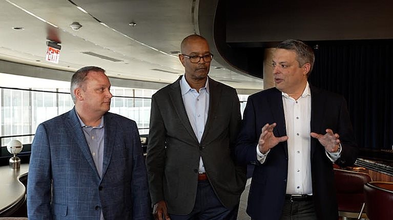 Image of Chip Wade and John Ragan being interviewed by McKinsey's Ben Mathews.