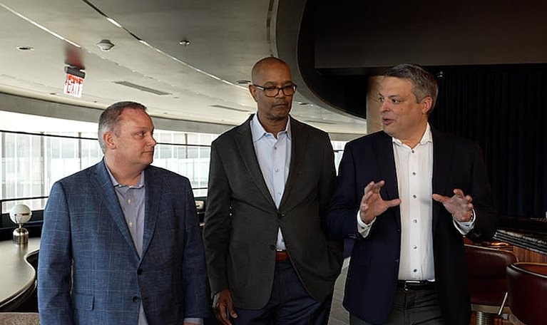 Image of Chip Wade and John Ragan being interviewed by McKinsey's Ben Mathews.