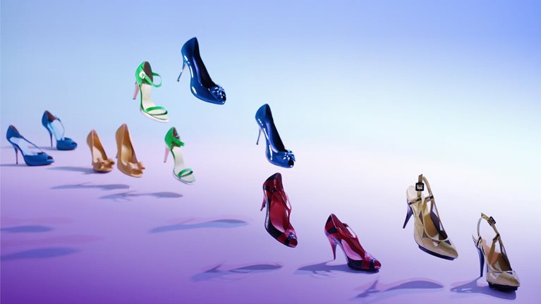 Colorful shoes walk on their own