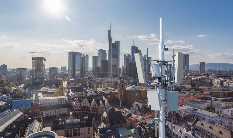 Communications tower in Frankfurt - stock photo