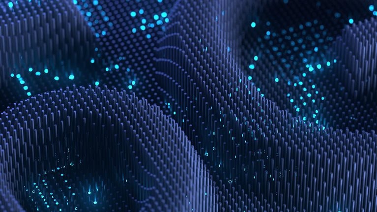 6G rising from digital field of mobile network data technology. - stock photo