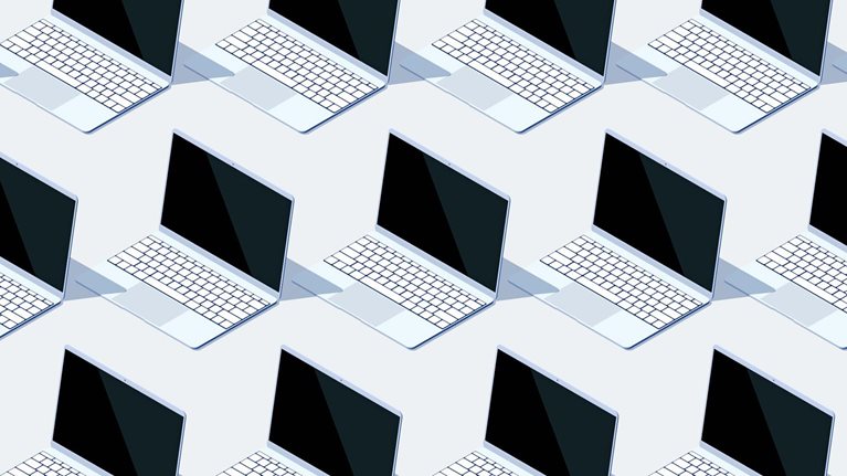 Seamless pattern made from repeating laptop computers.