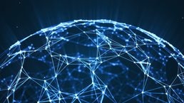 This image is a digital rendering of a global network or interconnected infrastructure. It is a visual representation commonly used to symbolize modern communication, data exchange, and connectivity across the world.