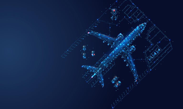 Abstract low poly illustration of airplane concept - stock illustration