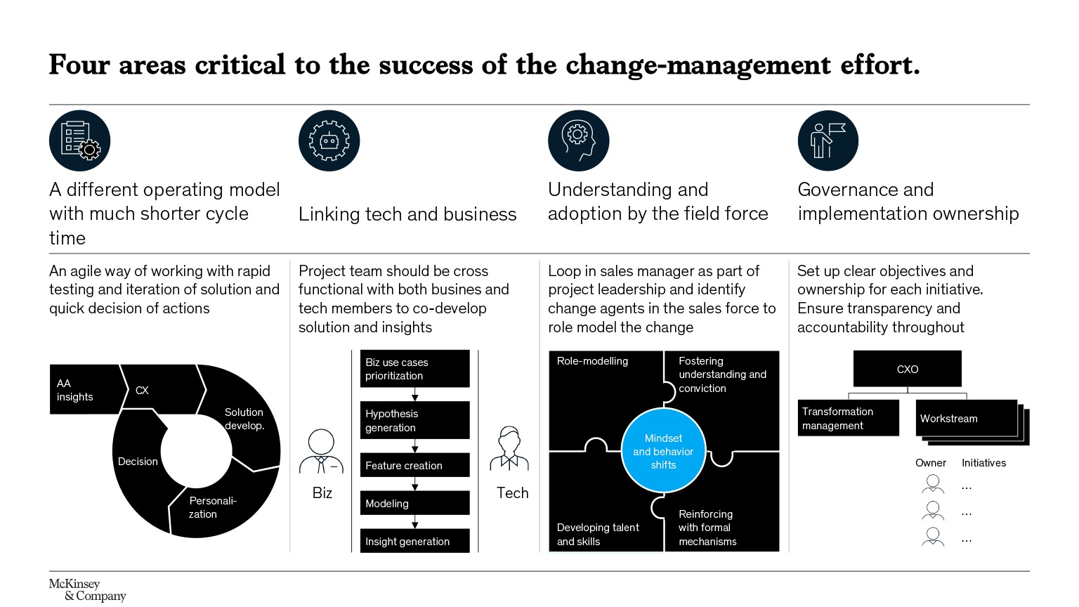 Four areas critical to the success of the change-management effort