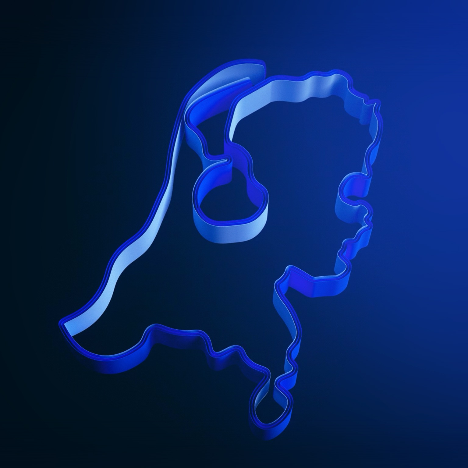 Ribbons in artistic interpretative shape of Europe