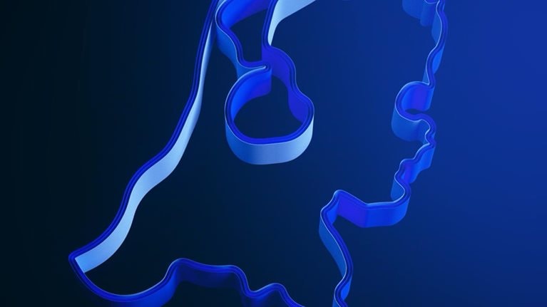 Ribbons in artistic interpretative shape of Europe