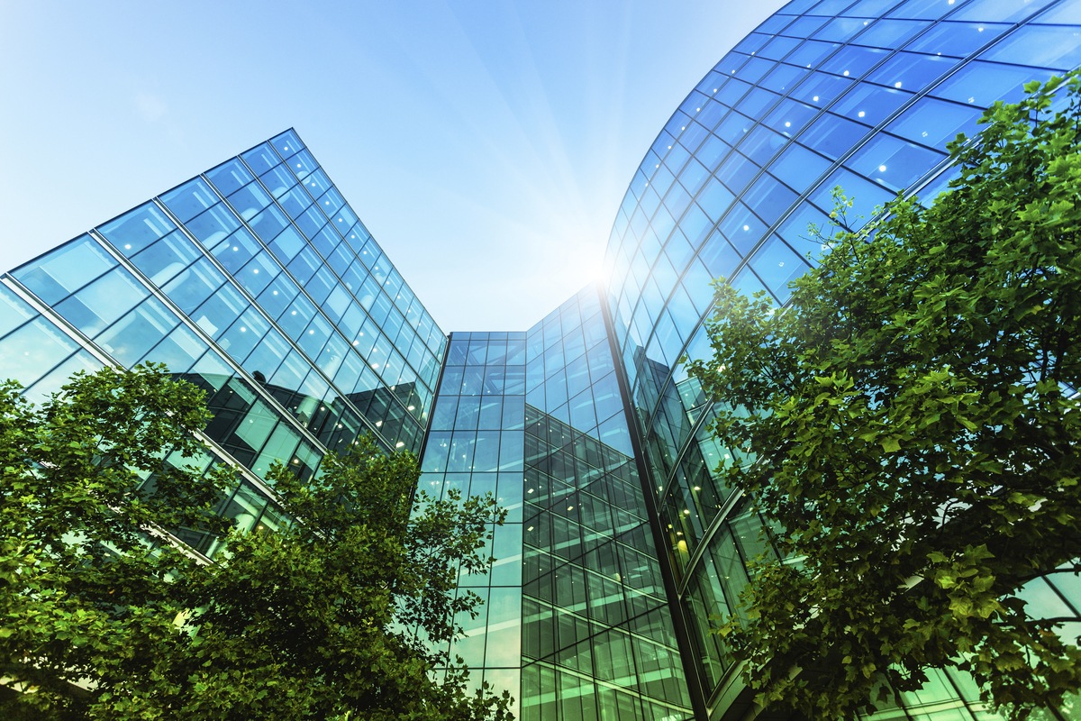 Buildings with trees