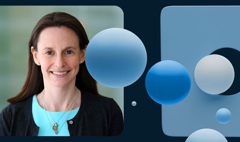 Julie Goran headshot with floating balls compelling communication