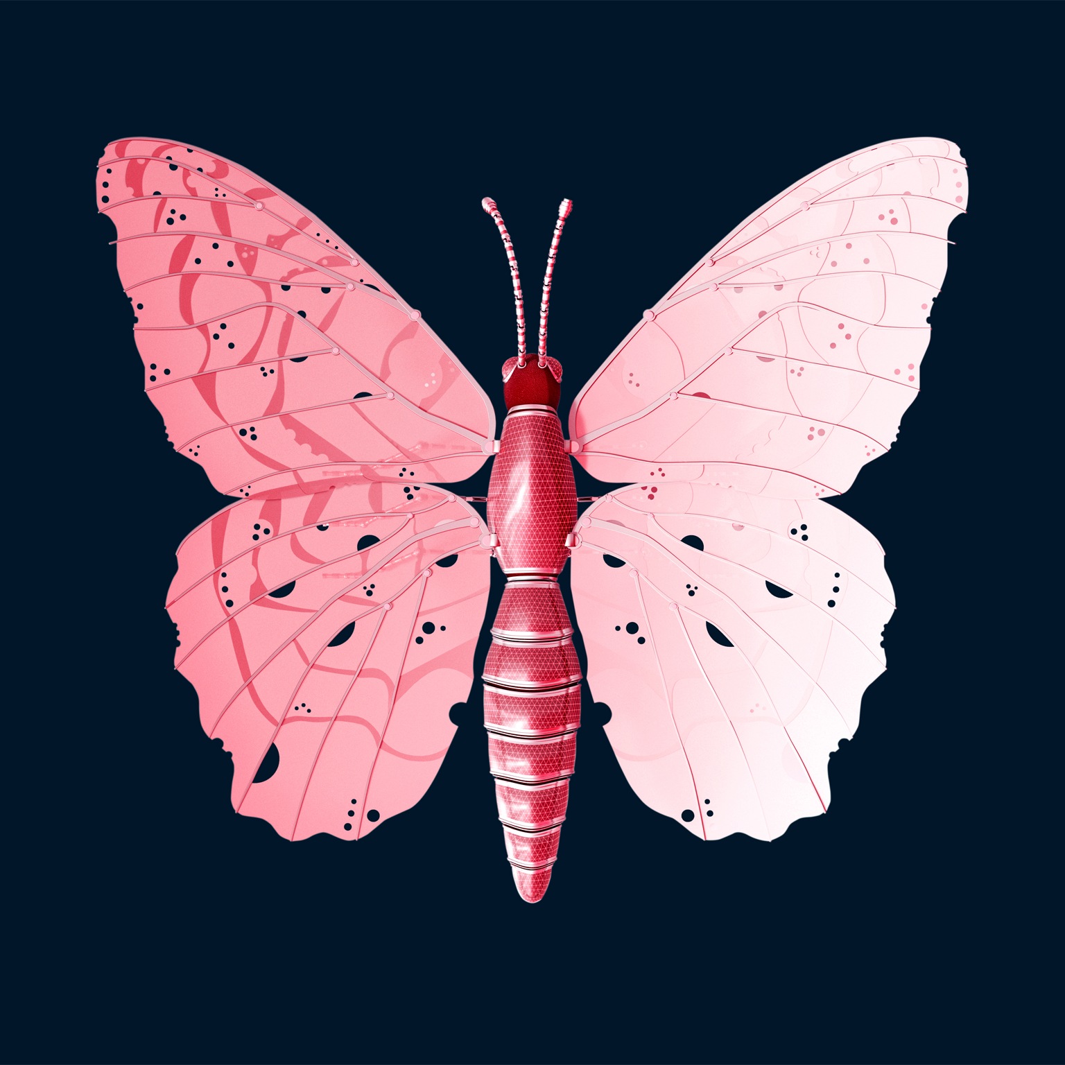 Artificial technical butterfly, 3d rendering - stock illustration