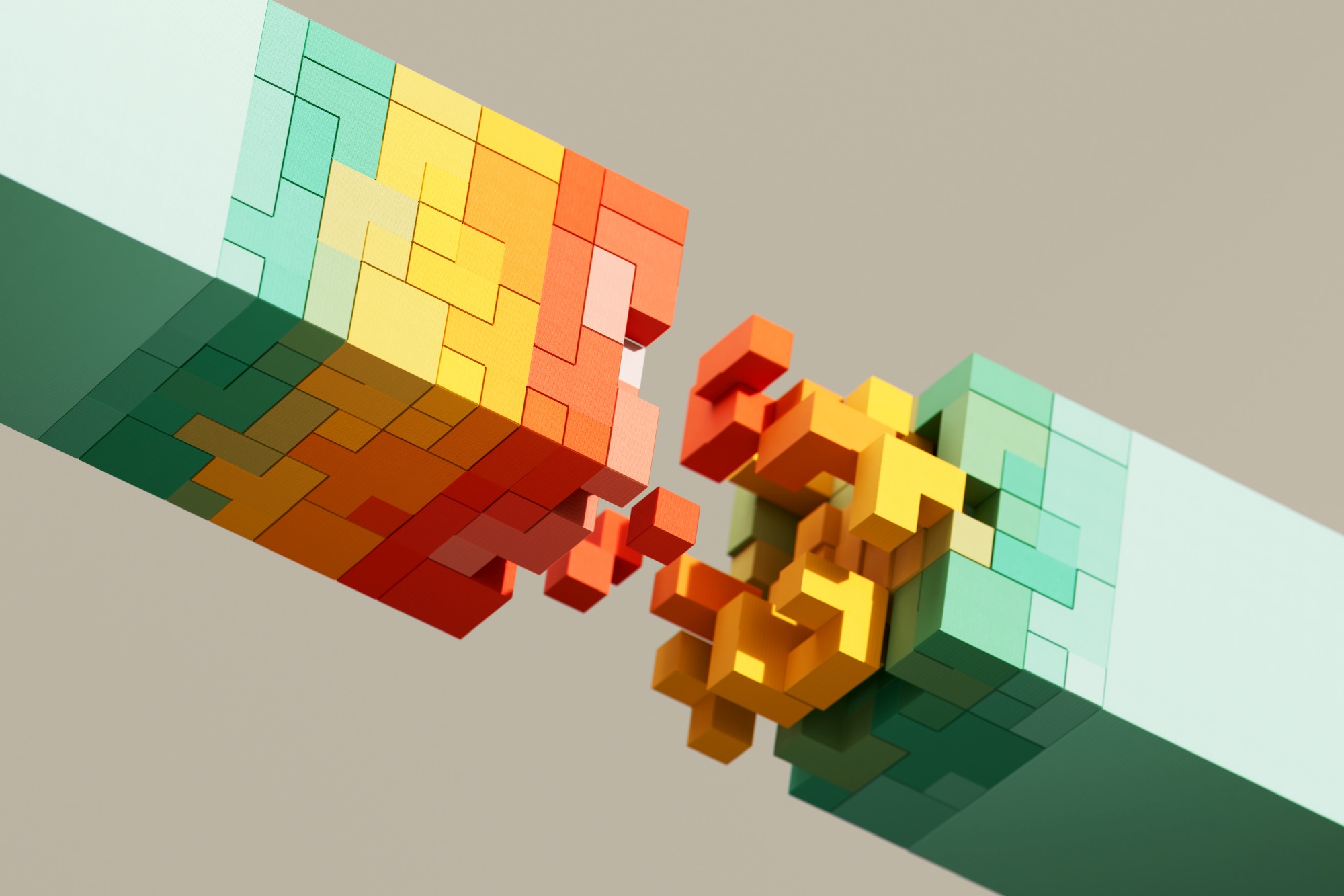 Vibrant coloured futuristic cubes