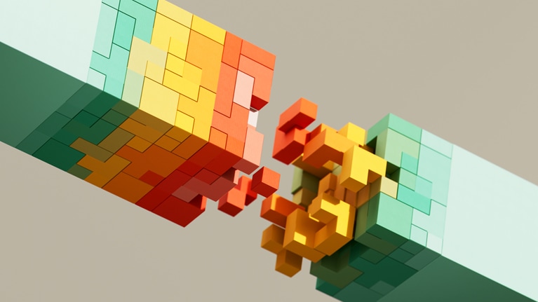 Vibrant coloured futuristic cubes