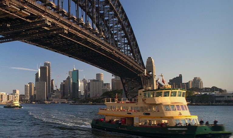 Sydney Harbour Bridge with Ferry and skyline