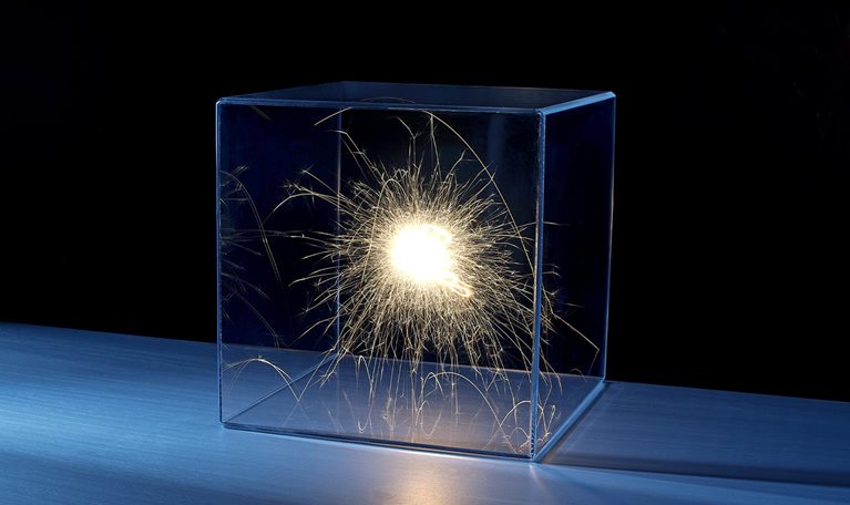 Sparks in a clear box