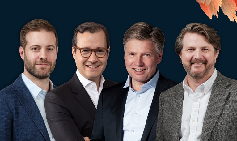 The image features a few authors of the McKinsey Global Institute book titled "A Century of Plenty: A Story of Progress for Generations to Come." This includes Marc Canal, Nick Leung, Sven Smit, and Chris Bradley.