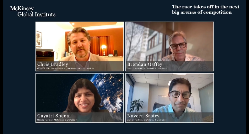Arenas 2026 panel with Chris Bradley, Brendan Gaffey, Gayatri Shenai, and Naveen Sastry 