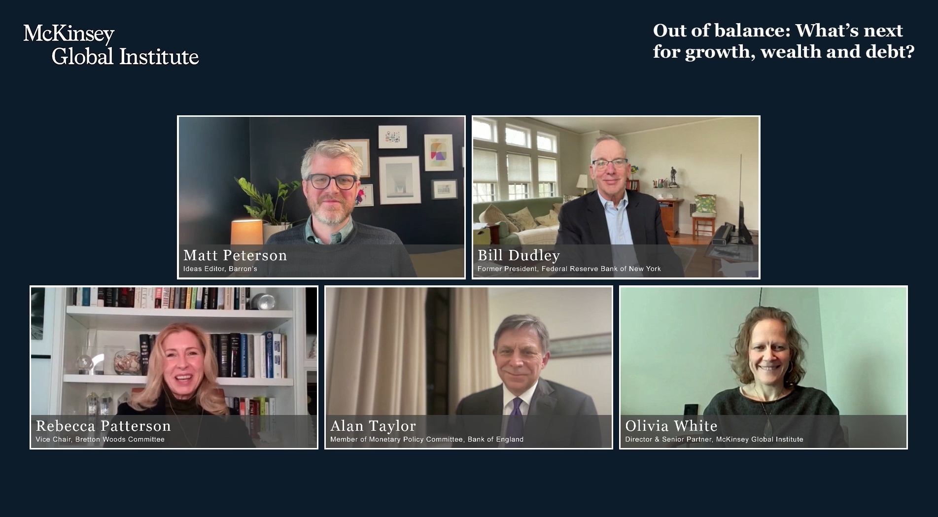 Matt Peterson, Bill Dudley, Rebecca Patterson, Alan Taylor, Olivia White