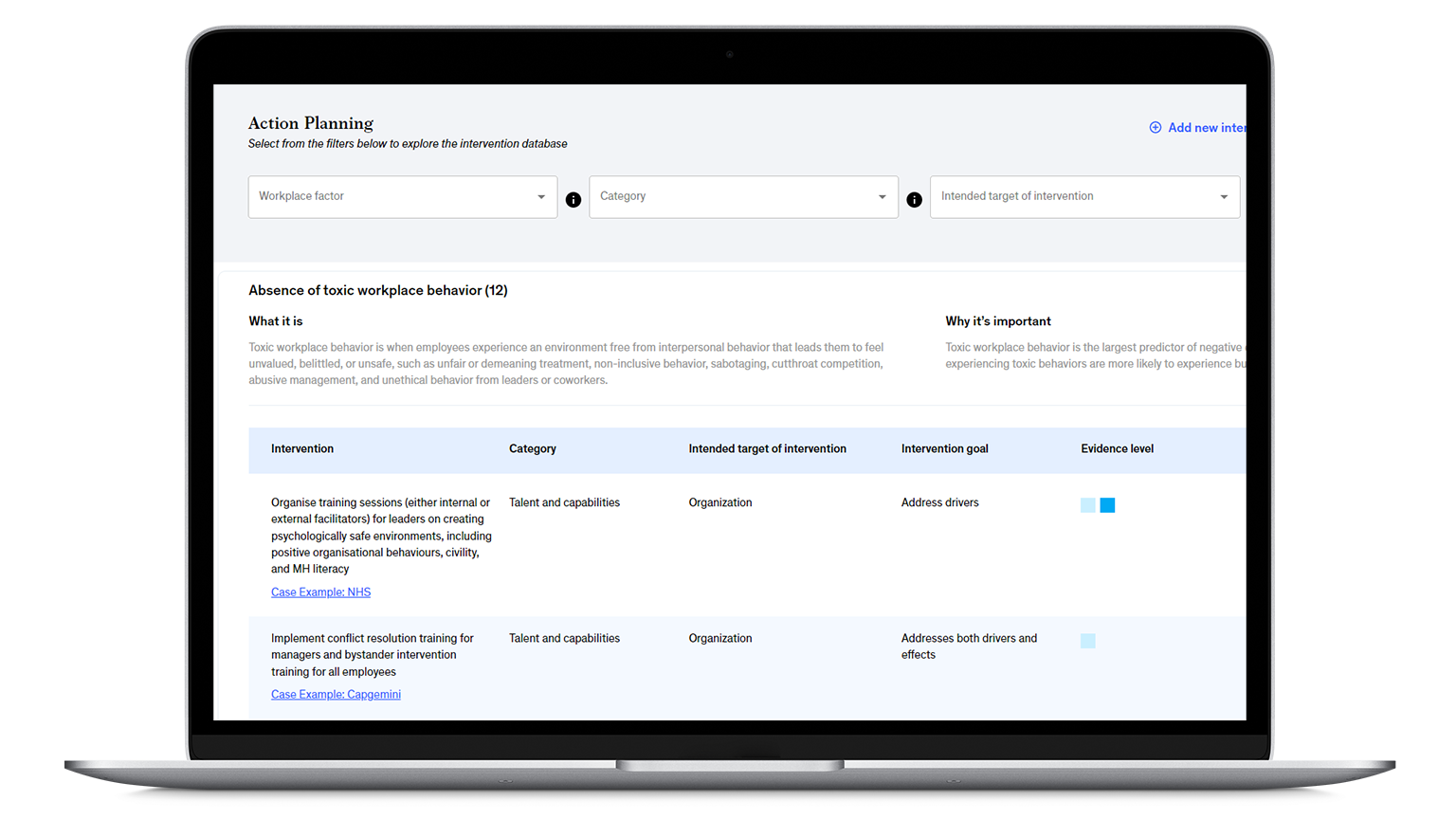 McKinsey Health Institute Employee Health Platform Intervention Database 
