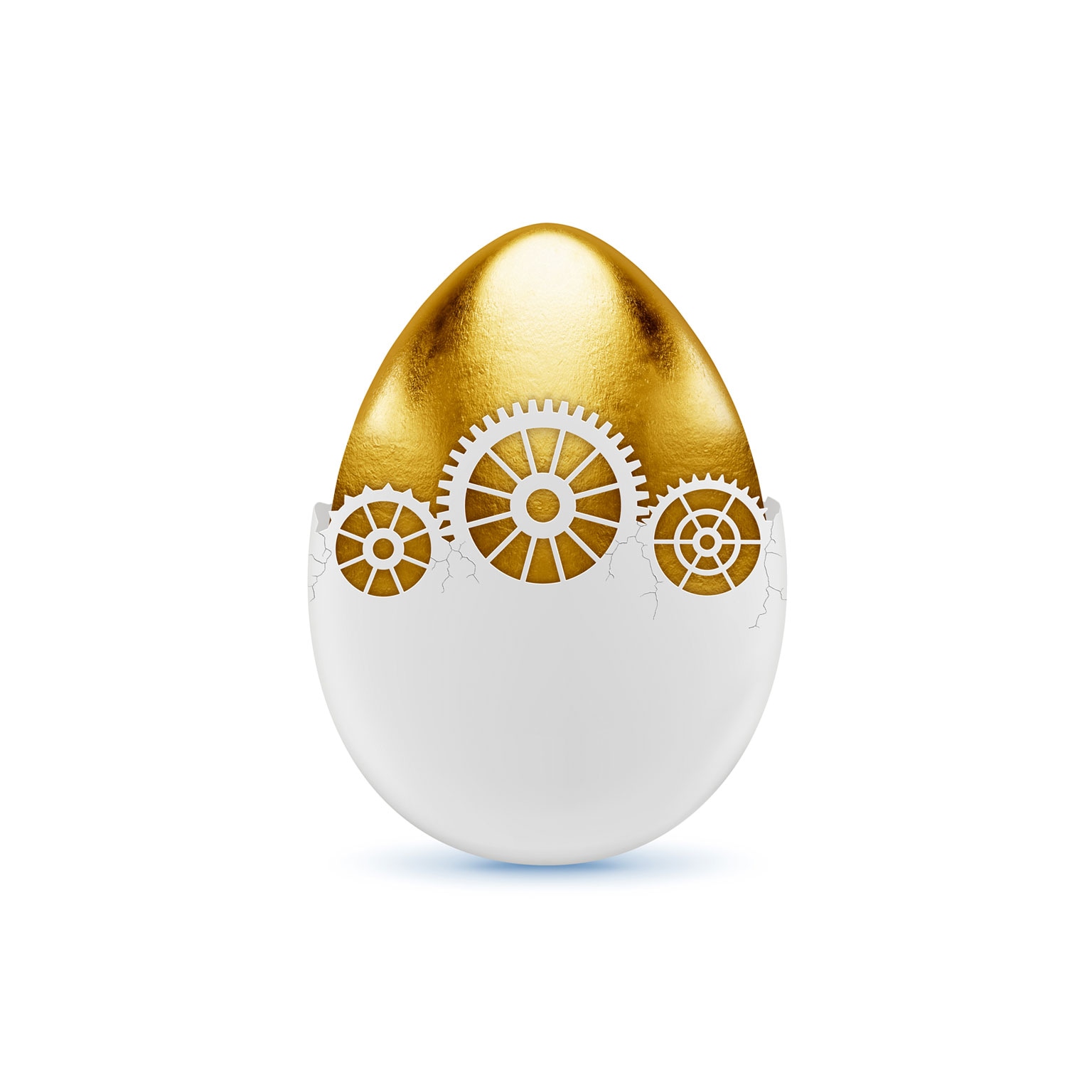 Golden egg hatching from a white shell