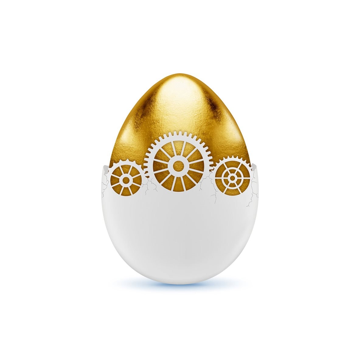 Golden egg hatching from a white shell