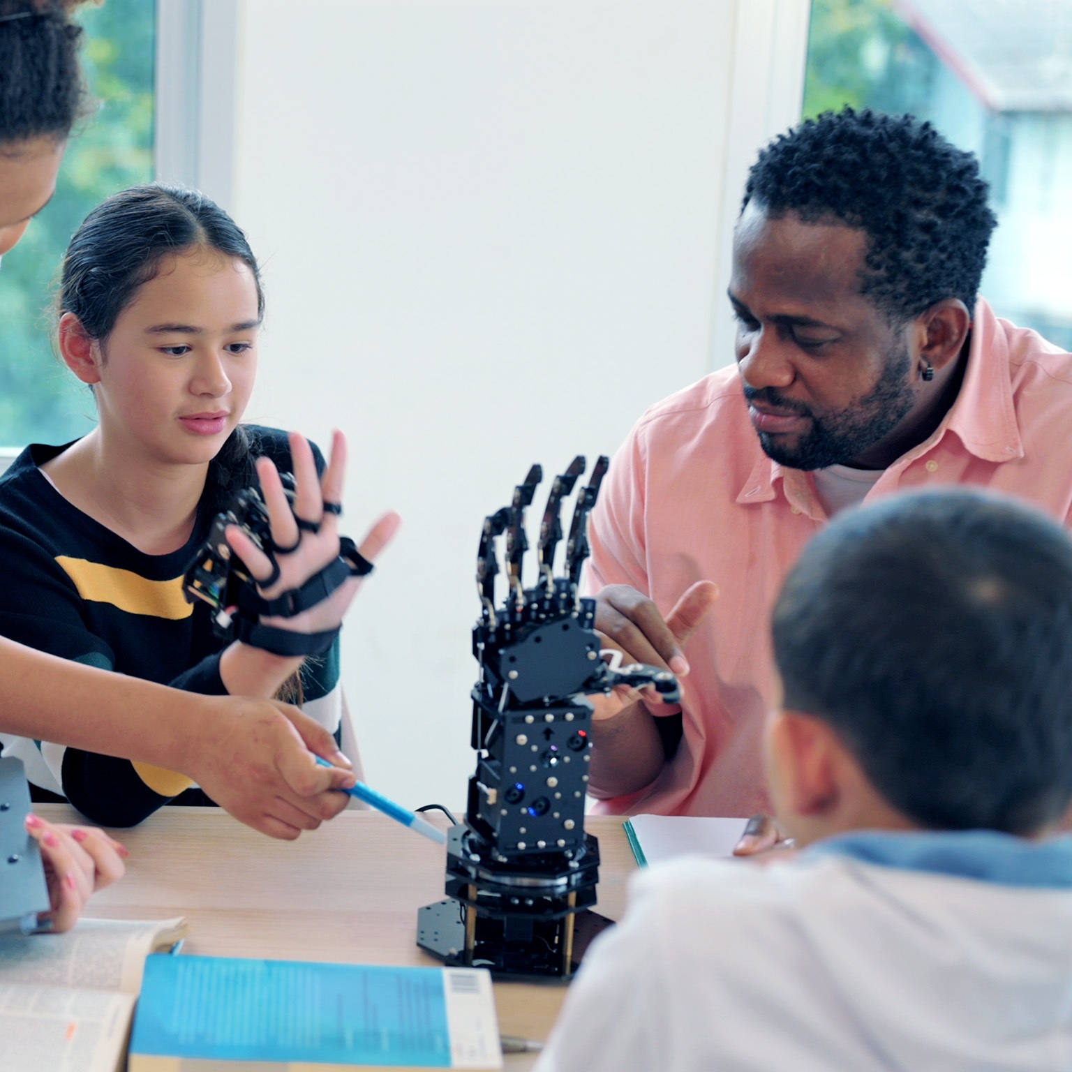 Teacher with students