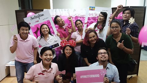 Colleagues celebrate Day of Pink together