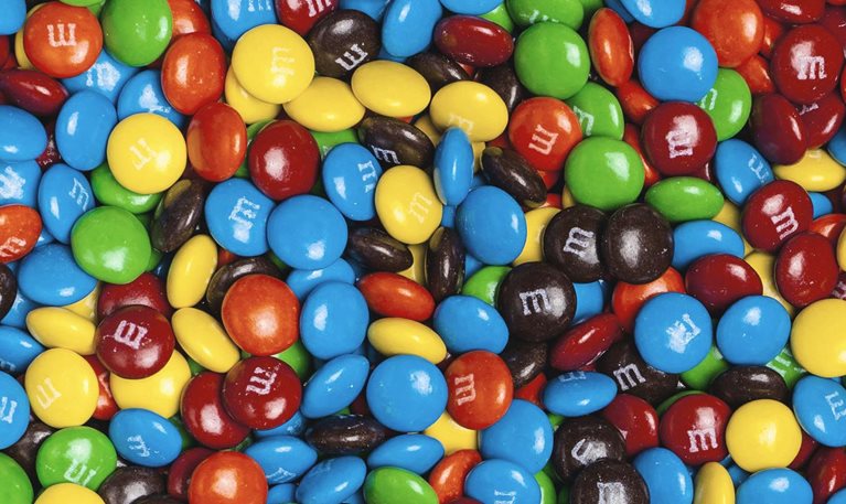 Multicolored M&M candies