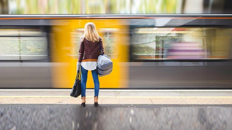 Waiting for the Train - stock photo